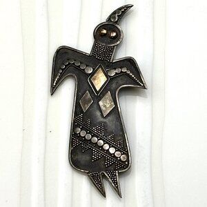 Vintage Sterling Silver & Gold Spirit Brooch  — Y2K Design — EUC